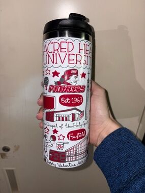 Sacred Heart University Pioneers Travel Tumbler Cup - White & Red